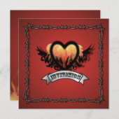 Rock'n'Roll Biker Hochzeitseinladung für Flammen H Einladung (Vorne/Hinten)