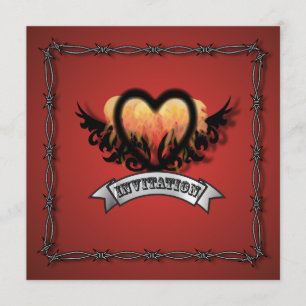 Rock'n'Roll Biker Hochzeitseinladung für Flammen H Einladung