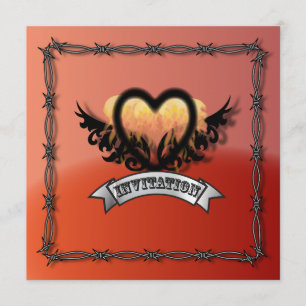 Rock'n'Roll Biker Hochzeitseinladung für Flammen H Einladung