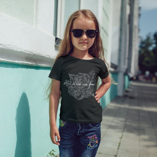 Rock'n'Roll Black Monochromatic Floral Baby T-shirt