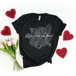 Rock'n'Roll Black Monochromatic Floral T-Shirt