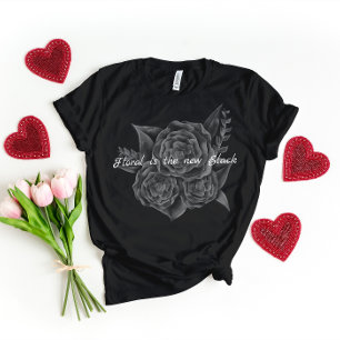 Rock'n'Roll Black Monochromatic Floral T-Shirt