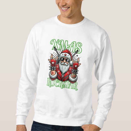Rock'n'Roll Christmas Sweatshirt - Rocker Santa (Vorderseite)