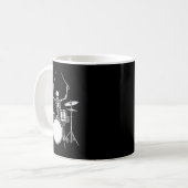 Rock'n'Roll Drummer Skelett Playing Drums Kaffeetasse (Vorderseite Links)
