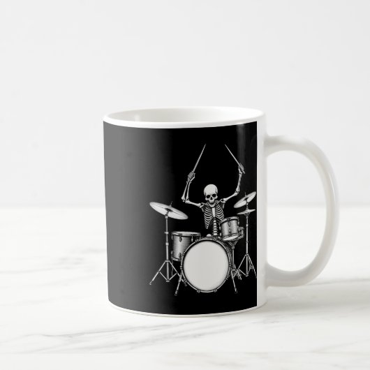 Rock'n'Roll Drummer Skelett Playing Drums Kaffeetasse (Rechts)