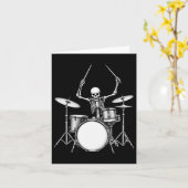 Rock'n'Roll Drummer Skelett Playing Drums Karte (Gelbe Blume)
