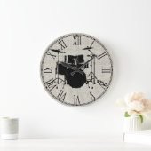 Rock'n'Roll Drums Große Wanduhr (Zuhause)