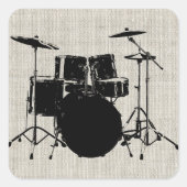 Rock'n'Roll Drums Quadratischer Aufkleber (Vorderseite)