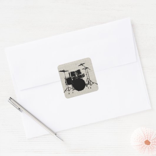 Rock'n'Roll Drums Quadratischer Aufkleber (Umschlag)