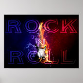 Rock'n'Roll Fire Flaming Electric Guitar Music Poster (Vorne)