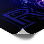 Rock'n'Roll Fire Flaming Electric Guitar Music Poster (Ecke)