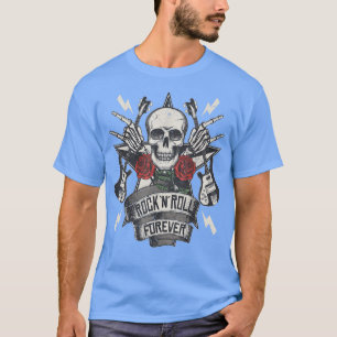Rock'n'Roll Forever Music Lover Retro Vintag Hand T-Shirt