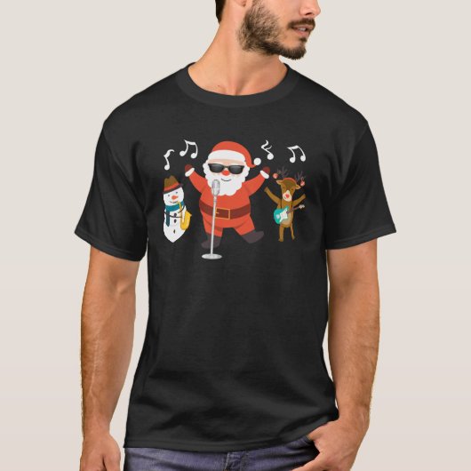 Rock'n'Roll Frohe Weihnachts Caroling Niedlich Coo T-Shirt (Vorderseite)