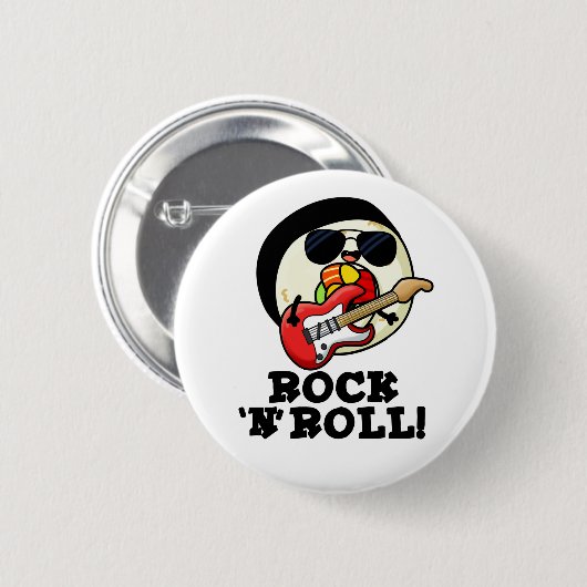 Rock'n'Roll Funny Sushi Roll Pun Button (Vorne & Hinten)