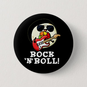 Rock'n'Roll Funny Sushi Roll Pun Dark BG Button