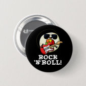 Rock'n'Roll Funny Sushi Roll Pun Dark BG Button (Vorne & Hinten)