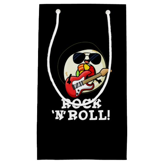Rock'n'Roll Funny Sushi Roll Pun Dark BG Kleine Geschenktüte (Vorderseite)