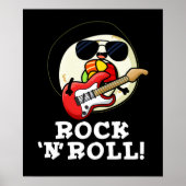 Rock'n'Roll Funny Sushi Roll Pun Dark BG Poster (Vorne)