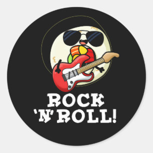 Rock'n'Roll Funny Sushi Roll Pun Dark BG Runder Aufkleber