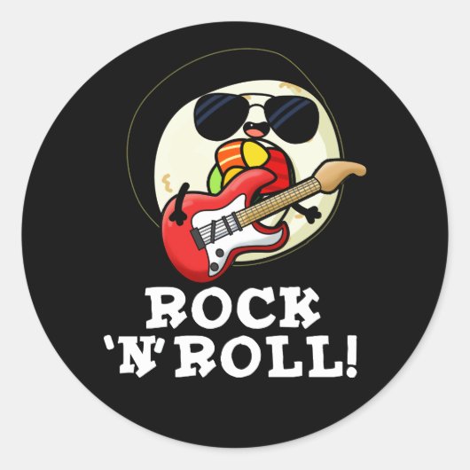 Rock'n'Roll Funny Sushi Roll Pun Dark BG Runder Aufkleber (Vorderseite)