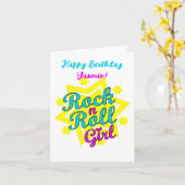 Rock'n'Roll Girl Happy Birthday Karte (Gelbe Blume)