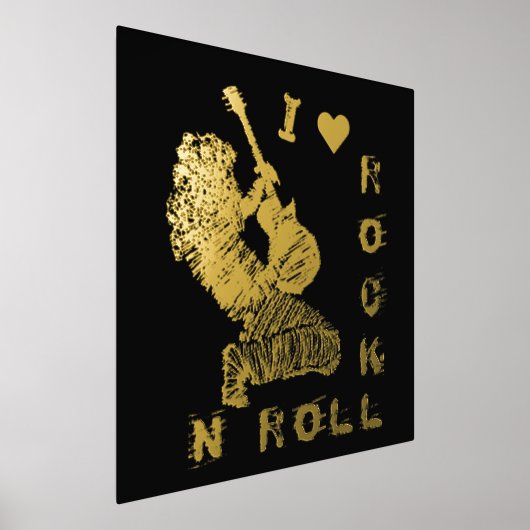 Rock'n'Roll Gitarrist Black Gold Foil Prints Foliendrucke (Ablage )