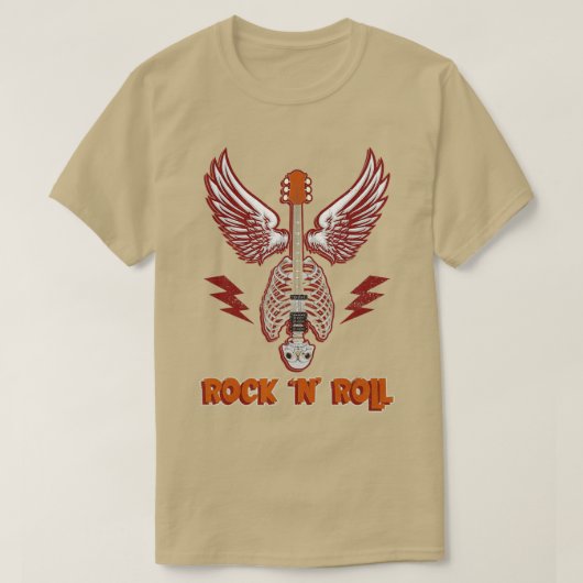 Rock'N'Roll Gitarrist Wings Skeleton Musical Insta T-Shirt (Design vorne)