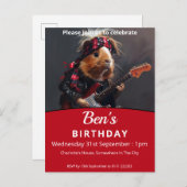 Rock'n'Roll Guinea Pig Geburtstagsparty Einladungspostkarte (Vorne/Hinten)