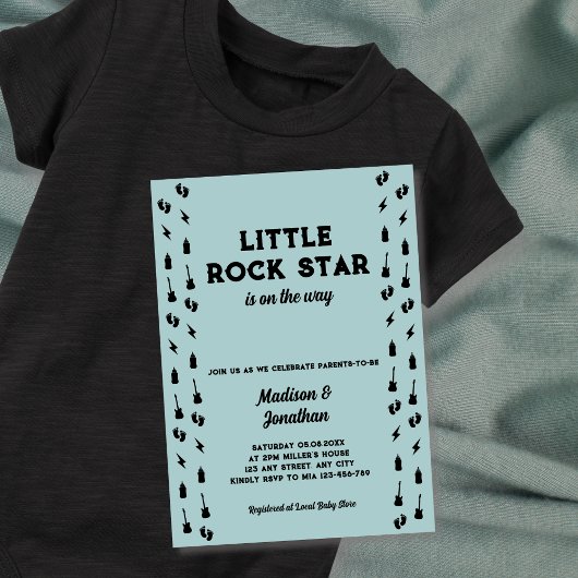 Rock'n'Roll Guitar Baby Boy Shower Rock Star Einladung