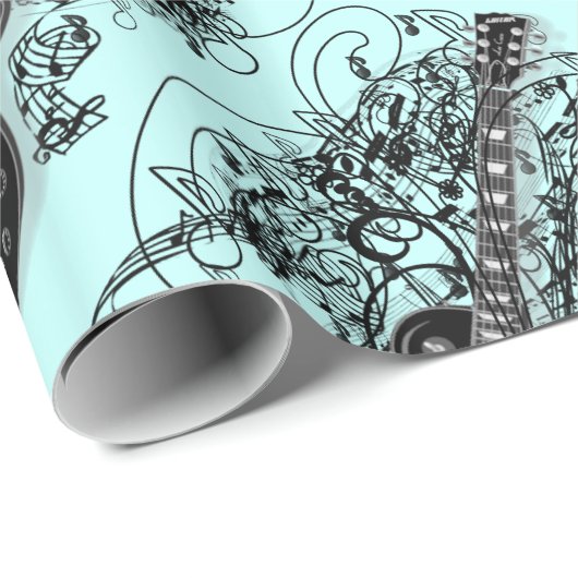Rock'n'Roll Guitar Geschenkpapier (Rolleneckpunkt)