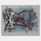 Rock'n'Roll Guitar Skulls Fleecedecke (Vorderseite (Horizontal))