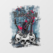 Rock'n'Roll Guitar Skulls Heavy Metal Fensteraufkleber (Blatt)