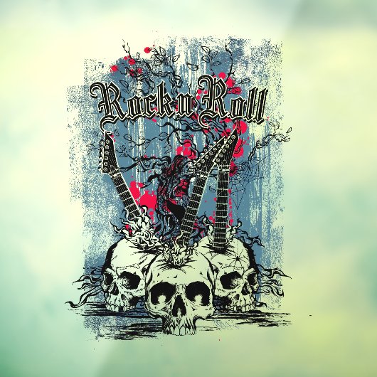 Rock'n'Roll Guitar Skulls Heavy Metal Fensteraufkleber (Blatt 3)