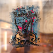 Rock'n'Roll Guitar Skulls Heavy Metal Fensteraufkleber (Blatt 2)