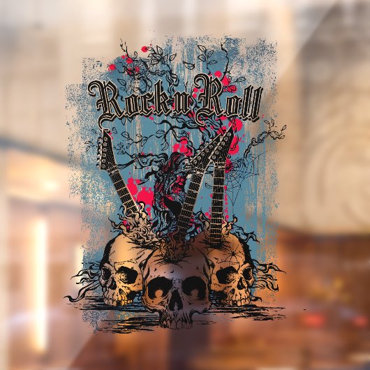 Rock'n'Roll Guitar Skulls Heavy Metal Fensteraufkleber (Blatt 2)