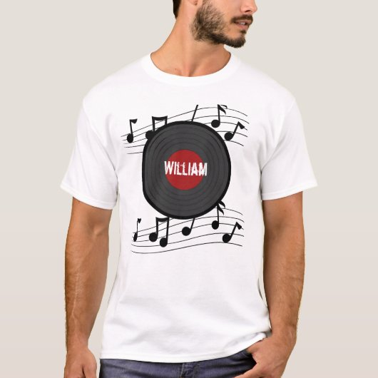Rock'n'Roll mit Musiknoten T-Shirt (Vorderseite)