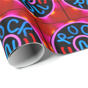 Rock'n'Roll Music Neon Sign Look Geschenk Wrapping Geschenkpapier