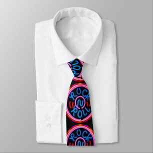 Rock'n'Roll Music Neon Sign Look Necktie Krawatte