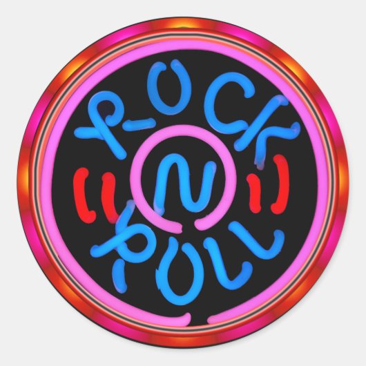 Rock'n'Roll Music Neon Sign Look Sticker (Vorderseite)