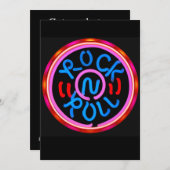 Rock'n'Roll Music Neon Sign Party Einladung (Vorne/Hinten)