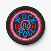 Rock'n'Roll-Musik-Neonzeichen-Blick-Party-Teller Pappteller (Vorderseite)