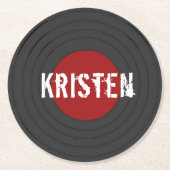 Rock'n'Roll Personalisierter Vinyl Record Runder Pappuntersetzer (Vorderseite)