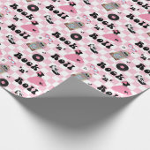 Rock'n'Roll Pink Karo Geschenkpapier (Ecke)