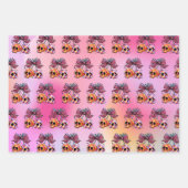 Rock'n'Roll Pink Skulls Skeletton Hand Halloween Geschenkpapier Set (Vorderseite)