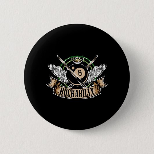 Rock'n'Roll Pool Billiards 8 Ball Rockabilly Button (Vorderseite)