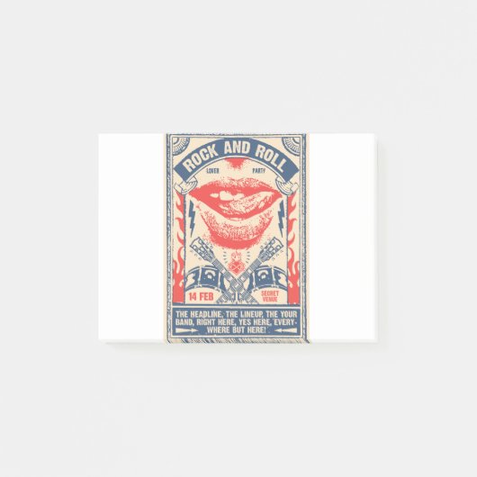 Rock'n'Roll Post-it Klebezettel (Vorderseite)