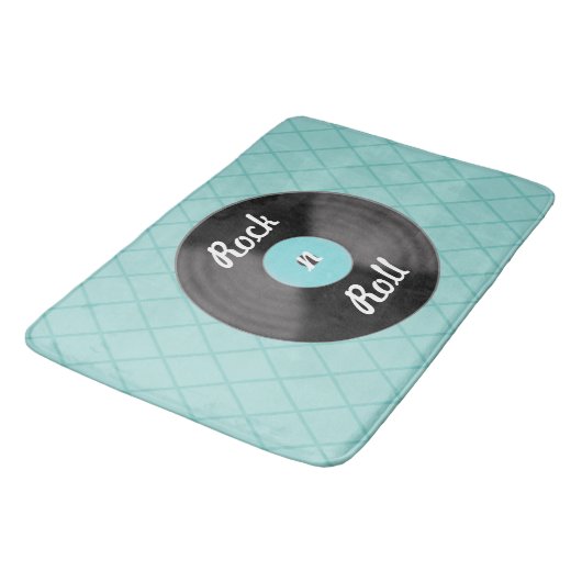 Rock'n'Roll Record Bath Mat Rug Badematte (Schrägansicht)