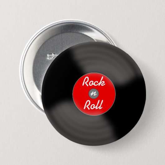 Rock'n'Roll Record Retro-Button Button (Vorne & Hinten)