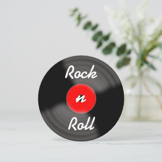 Rock'n'Roll Retro Birthday Record Einladungen (Stehend Vorderseite)