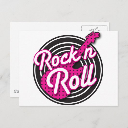 Rock'n'Roll Rockabilly Record Design Postkarte (Vorne/Hinten)